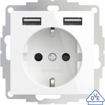 2u-449276 Unterputz-steckdose Vde, Mit Usb, Erhöhter Berührungsschutz Ip20 Reinweiß, Glanzeff - 2usb