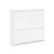 Zapatero Estrecho Con 4 Solapas Organizador Para Zapatos De Entrada Con 2 Cajones Blanco 98 X 19 X 95 Cm Fsr169-w Sobuy Es