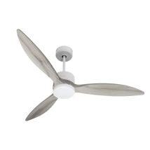 Modulo Slim - Super Destratificateur Et Ventilateur Dc 132 Cm Blanc Pales Bois Gris Avec Lumière 25 À 35 M²