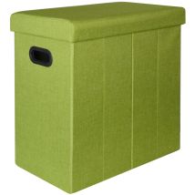Dunedesign - Cesta Para La Ropa 70l Cesto Para La Colada Plegable Contenedore Rectangular Con Tapa Acolchada Puf Para Sentarse Verde