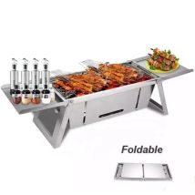 Herzberg Hg 04159 Griglia Per Barbecue Pieghevole Da Tavolo In Acciaio Inossidabile
