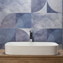 Kerm - Lavabo Rettangolare Da Appoggio 75x38 Cm Design Moderno Bianco