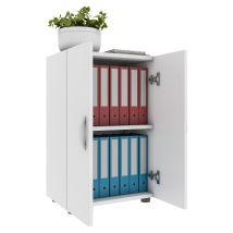 Ebuy24 - Armario De Oficina Vcm Con 2 Compartimentos Armario De Archivo Moderno Con Puertas Giratorias Dimensiones Aprox. Al. 74 X An. 49 X T. 34 Cm -