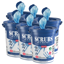Set Da 6 Secchi Da 72 Salviette Detergenti Per Mani Scrubs – Salviette Antibatteriche Professionali – Pulizia Efficace Di Grasso, Vernice E Olio – 