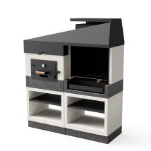 Cocina De Exterior Kitaway Otte Con Barbacoa + Horno De Leña - 168 X 63 X 206 Cm - Horno De Leña Exterior De Obra, Perfecto Para Asados, Pan Y Pizza 