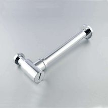Sifón de botella G 1/4 en latón cromado – Altura regulable 0-70 mm – Diámetro de la copa 50 mm – Tubo de salida 320 mm