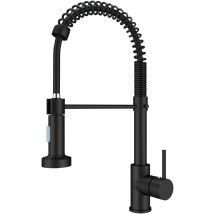 Zamery - Black Kitchen Sink Tap Kitchen Sink Mixer Tap With Solid Brass Commercial Single Handle Single Hole Pull Down Sprayer Swivel Sprayer Mixer 