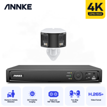 4k Poe Kit Di Videosorveglianza Panoramica 180° Con Doppia Telecamera H.265 E Audio Bidirezionale - Annke