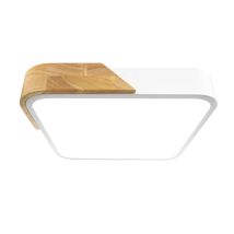 Ilumstore - Iluminashop - Plafon Led Cuadrado Madera Natural Regulable Cct 24w 2400lm Con Mando A Distancia 3000+4000+6000