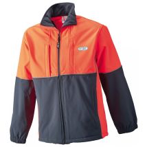 Giacca Softshell Traspirante Antracite/Rosso Fluo – 94% Poliestere, 6% Elastan – Due Tasche Laterali e del Seno – WAVEX