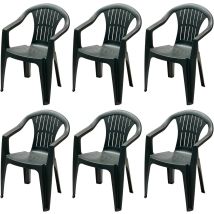 Sedia Da Giardino In Plastica Con Braccioli Impilabile - Set Di 6 Sedie Per Esterno - Ratak - Verde
