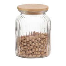 Andrea House Kanister 500ml Seifenspender aus Kunststoff – 1000ml Küchenglas mit Bambusdeckel – Aufbewahrung für Lebensmittel