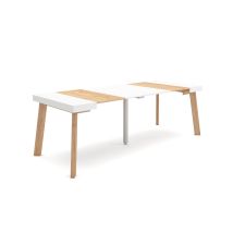 Ausziehbarertisch, Multifunktionaler Ausziehbarer, 220, Für 10 Gäste, Hölzerne Beine, Moderner Stil, Eiche Und Weiß - Skraut Home