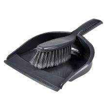 HOMEA Clean-and-Scoop-Set – Bürste mit Schaufel – 22,5 cm x 8,5 cm x 30 cm – für Küche, Bad und Flur – in Dunkelgrau, Blau, Taupe