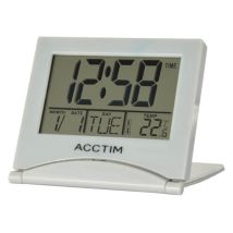 Acctim – Mini Flip II Grey Clock – Compact Folding Design – Multi-Function LCD Display – Beep Alarm with Snooze