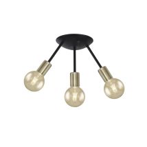 Ilajp - Plafón 3 Luces Modelo Tripoli Acabado Negro-cuero 33 Cm(alto)20 Cm(ancho)20 Cm(largo)
