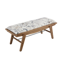 Wahson Office Chairs - Bench In Linen Seat Retro Rustic Wood Ottoman Bench For Bedroom Hallway Living Room Entryway, Floral Prints, Wahson