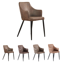 Single Zarah Modern Leather Dining Chair - Upholstered In Faux Leather With Metal Legs - Armchair For Dining Room Kitchen Living Room - Brown