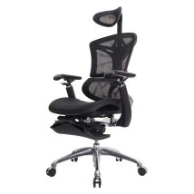 Sihoo Bürostuhl Schreibtischstuhl, Ergonomisch, Fußstütze Verstellbare Lordosenstütze Schwarz