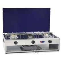 Fornello A Gas Gpl / Metano A 2 Fuochi Pianale In Acciaio Inox Bruciatore Grill Da 1,5 Kw Parker Mod. 552gb Colore: Grigio - Blu Gpl
