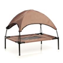 Wiltec Transat Pour Chiens Et Chats Avec Toit – Couleur Marron – L / 91 X 76 X 80 Cm – 35 Kg Max – En Tissu Oxford – Lit De Camp Relaxant Surélevé 