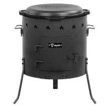 Bbq-toro Kazan In Ghisa Con Fornello Kazan Ø 45 Cm, Pentola In Ghisa Con Coperchio, Bollitore Per Gulasch, Bollitore Per Fuoco