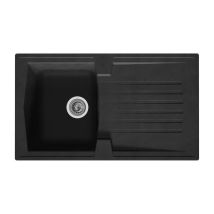 Fregadero De Cocina Empotrado Stradour Arena 1 Cubeta + 1 Escurridor - Resina - 86 X 50 Cm - Negro