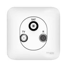 Enchufe Tv/fm/sat Schneider Ovalis Alb74329 - 3 Salidas - Blanco
