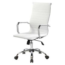 Serena Bürostuhl Omama – Ergonomischer Chefsessel mit Armlehnen, Weiß, 63x54h106/116 cm – BIFMA-zertifiziert, PU-Polsterung