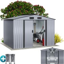 Capannone In Metallo Xxl 5m² Con Base 260x205x180cm Porta Scorrevole Casetta Metallica Per Attrezzi Magazzino Da Giardino Volume 9m² Metallic-grau (de