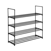 Zapatero De 4 Niveles 58x28x73cm – Apilable, De Metal Negro – Ahorra Espacio – Para Pasillo, Dormitorio, Sala De Estar – Almacenamiento Multifuncional