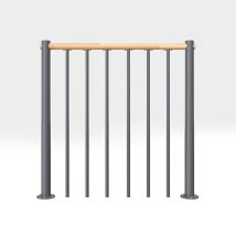 Ringhiera Per Scala Dritta - Grigio - Acciaio Termolaccato - Lunghezza 1m - Corrimano In Pvc - Re-i-rv-bois-gh