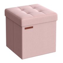 Songmics Pouf Contenitore Da 38 Cm, Cassapanca Pieghevole, Panca Contenitore, Poggiapiedi, Per Camera Da Letto Ingresso Soggiorno, Rosa Gelatina 