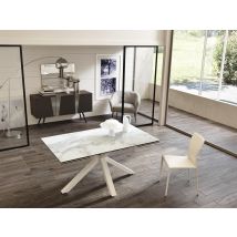 Ausziehbarer Tisch, Weiß-keramik Weißer Marmor 90 Cm X 160-240 Cm H. 76 Cm