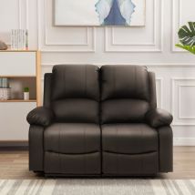 Milan 2 Seater Brown Pu Leather Recliner Sofa