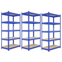 Scaffale Da Garage Ad Incastro Q-rax Scaffali Per Garage Scaffalature Officina In Acciaio E Mdf Senza Bulloni Mensole Per Garage - Blu - 120cm X 50cm 
