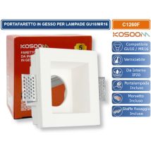 Kosoom C1260f Portafaretto Quadrato Da Incasso In Gesso Verniciabile Per Lampadine Gu10 Mr16