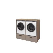 Eliseo - Meuble Buanderie 2 Niches 2 Tiroirs 132cm Panneaux Particules Mélaminés Marron