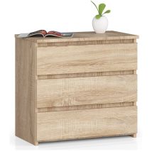 Abamihome - Nachttisch Akord Cl3 In Der Farbe Sonoma-eiche Mit 3 Schubladen B60 X H57 X T35 Cm