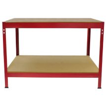 Monster Shop – Red Workbench – 200kg Load Capacity – Steel Frame – 120cm Width – 90cm Height – 60cm Depth