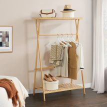 Garderobenständer Horten – Bambus – 140 x 90 x 45 cm – 81 cm Kleiderstange – Natur