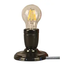 Opjet - 011842 - Black Ceramic Socket Lamp - Black/white Cord