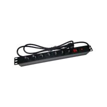 Multipresa Pdu Da 19 Pollici Per Rack, 7 Prese Cee 7/5, Spina Cee 7/7 Con Interruttore E Protezione.