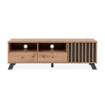 Finori - Mobile Porta Tv 2 Cassetti E Anta Con Vani A Giorno Medan56a Colore Rovere Antracite