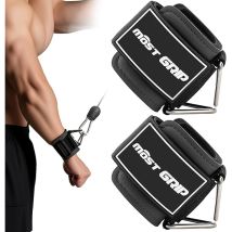 Wrist Cuffs - D-ring Wrist Straps For Cable Machines - Neoprene-padded Weightlifting Wraps - Pair