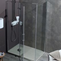 Box Doccia Angolo Dim.80x160 Cm 8mill Cristallo 8mm Porta Battente H 200 Cm - Sgancio Rapido