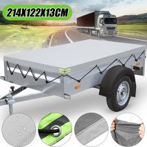 INSMA Anhängerabdeckung 214 x 122 cm – wasserdicht, winddicht, staubdicht – Oxford-Gewebe – grau/schwarz/blau