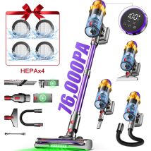 Aspirateur Balai Sans Fil 76000pa 600w Avec Écran Tactile – Aspirateur À Main Rechargeable Pour Poils D’animaux, Tapis & Sols Durs, Autonomie 70 Min, 