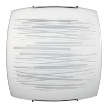 E-energy - Deckenleuchte 1xe27 Haken Chrom Glasplatte Weiß Verzierte Horizontale Linien Manuela