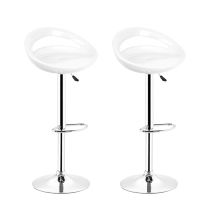 2 Taburetes De Bar , Altura Ajustable - Blanco - Estilo Contemporáneo